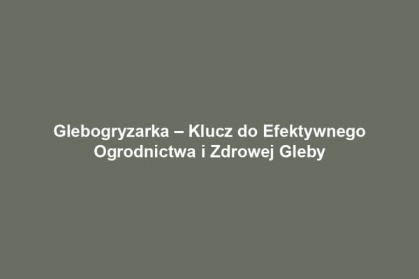 Glebogryzarka – Klucz do Efektywnego Ogrodnictwa i Zdrowej Gleby Glebogryzarka – Klucz do Efektywnego Ogrodnictwa i Zdrowej Gleby